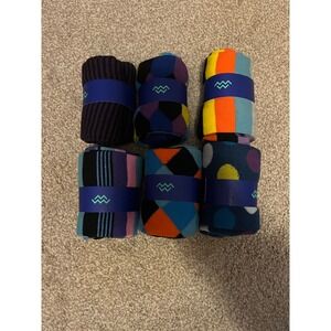 6 Pack Happy Socks Assorted Patterns Colorful Crew Socks